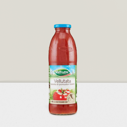Italian tomato passata in a glass bottle