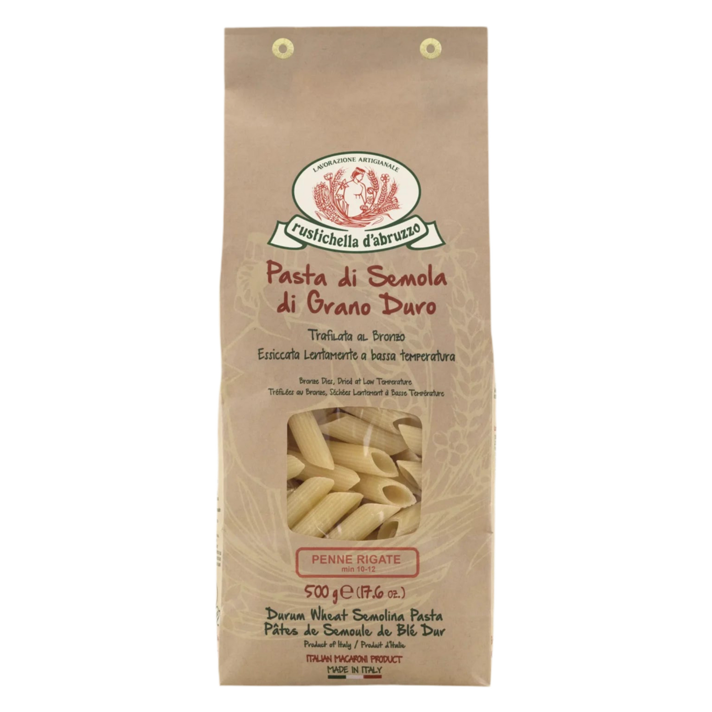Rustichella d ‘Abruzzo Penne Rigate 500g- Artisan Bronze Cut Italian Pasta