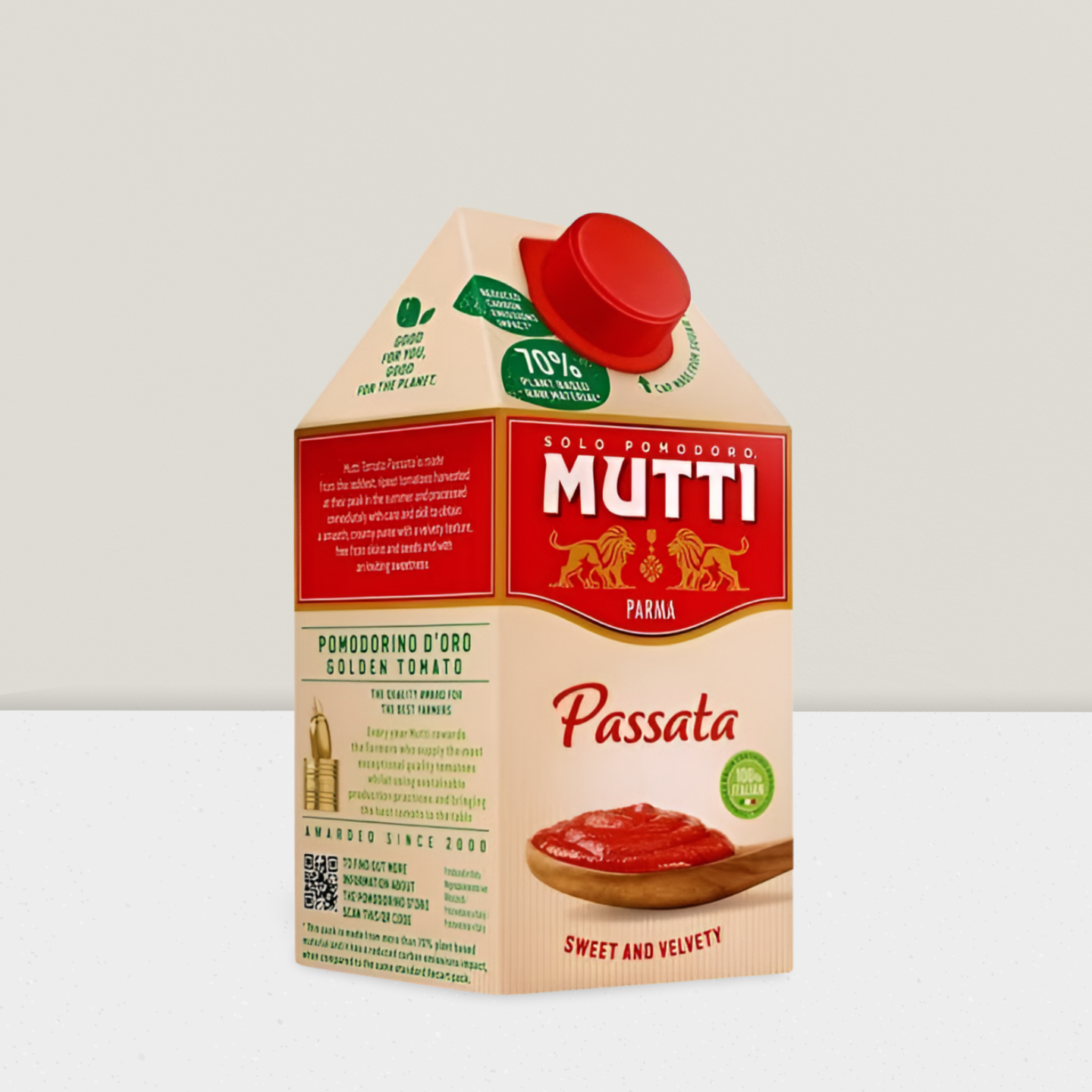 Mutti Passata packaging on a white background
