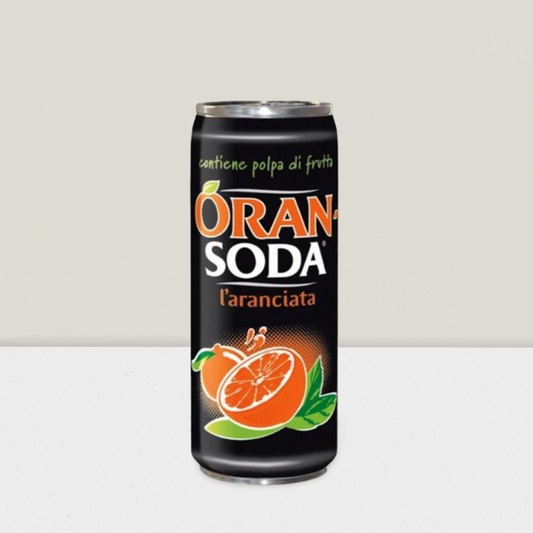 Sparkling Oran Soda Aranciata from Italy with fruit pulp