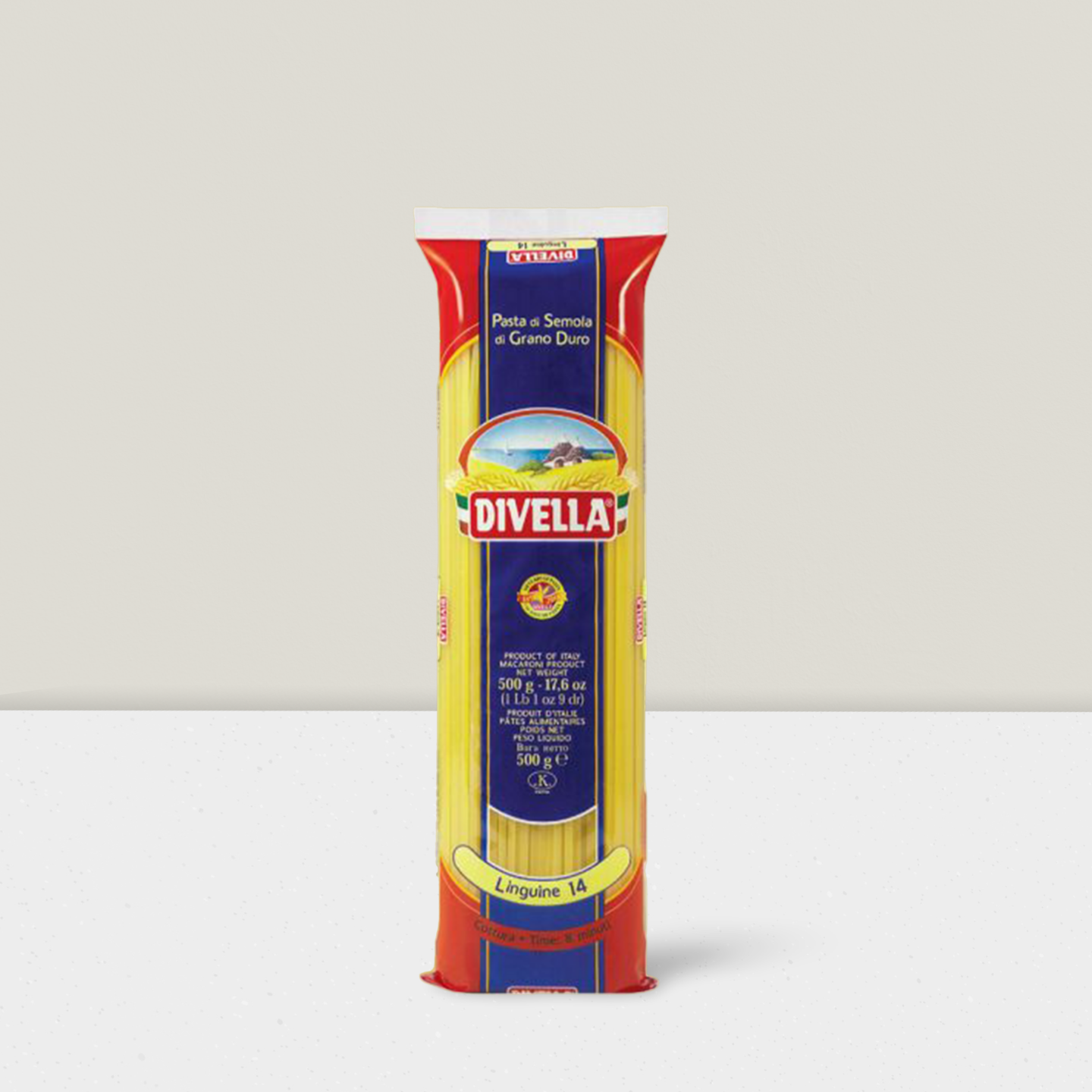 Italian imported pasta in the shape of linguine