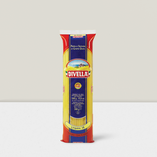Italian imported pasta in the shape of linguine