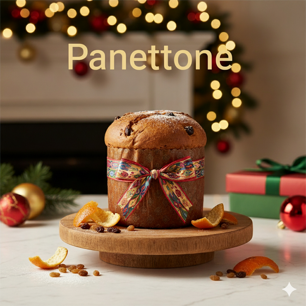 italian panetonne or christmas cake