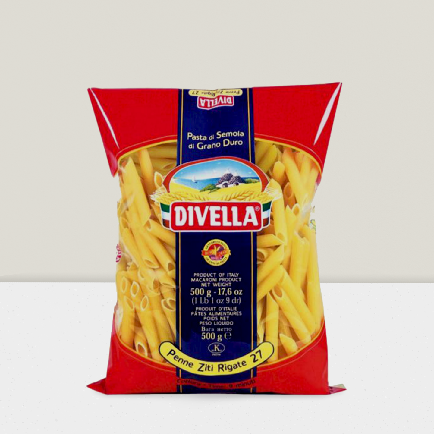 Penne pasta with ridges rigate from the Divella company