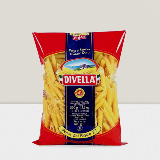 Penne pasta with ridges rigate from the Divella company