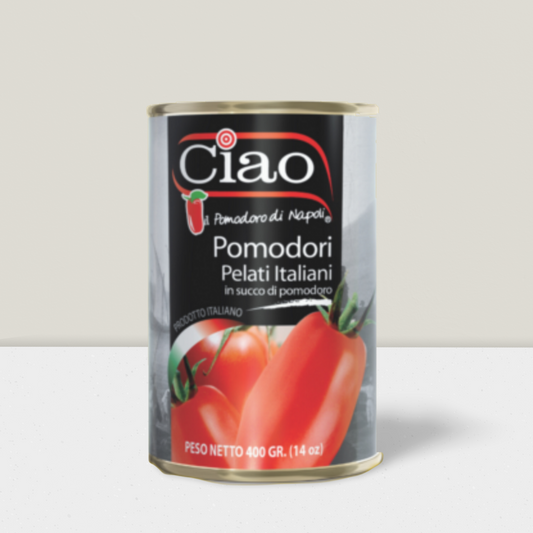 Ciao whole peeled tomatoes in tomato juice in a can