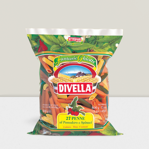 Divella quality three colour penne rigate in 500g pack
