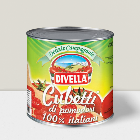 Cubes of Italian tomatoes chopped for ease of use from Divella