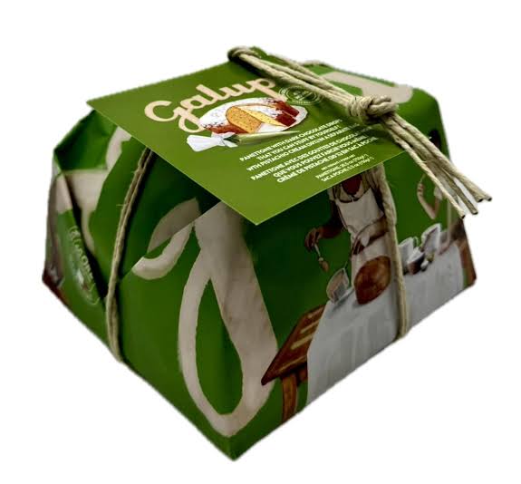 Galup Panettone with Dark Chocolate Drops & Pistachio Cream – 750g Hand Wrapped