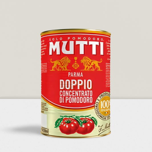 Mutti double concentrated tomato paste in a small 140g tin