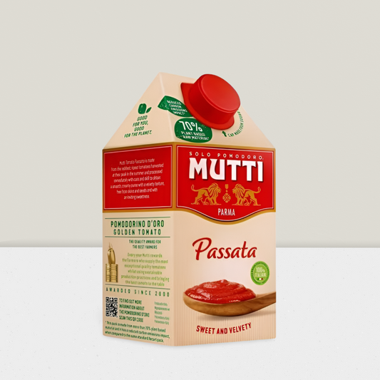 Mutti Passata packaging on a white background