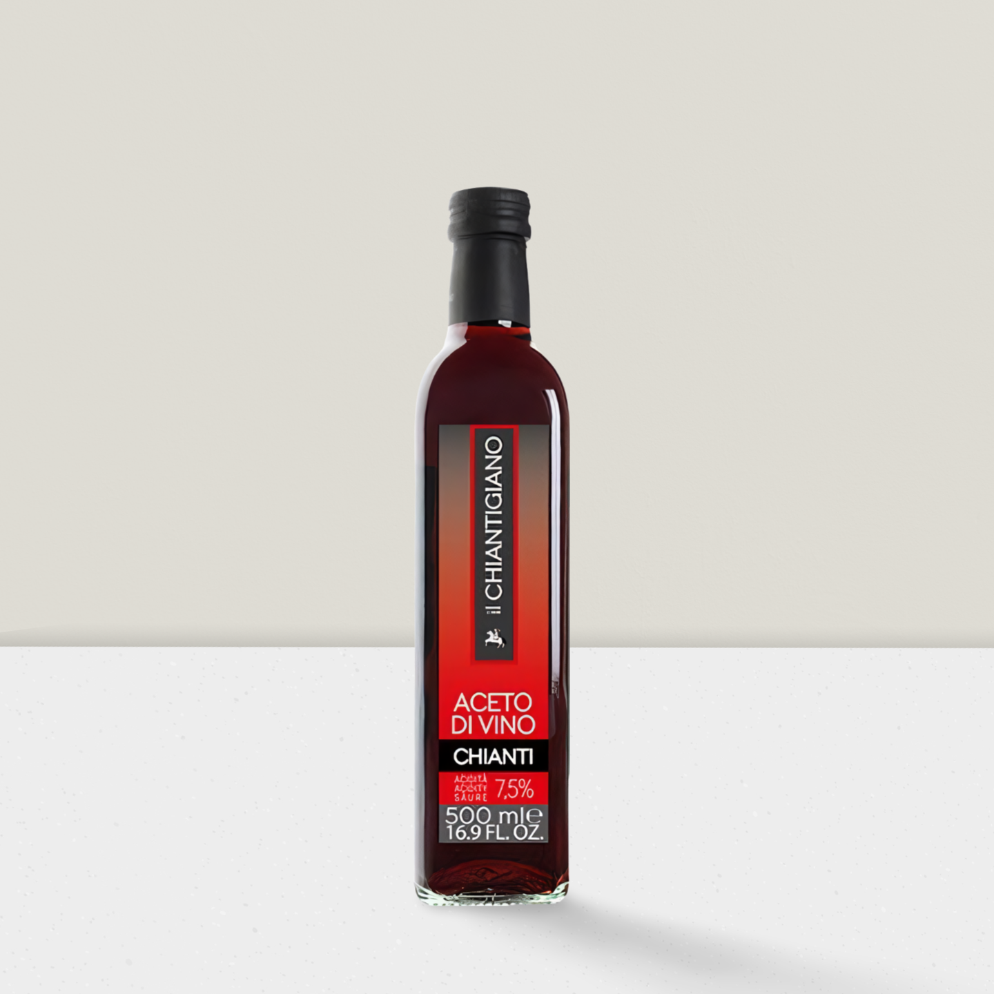 Bottle of Aceto Divino Chianti on a white background